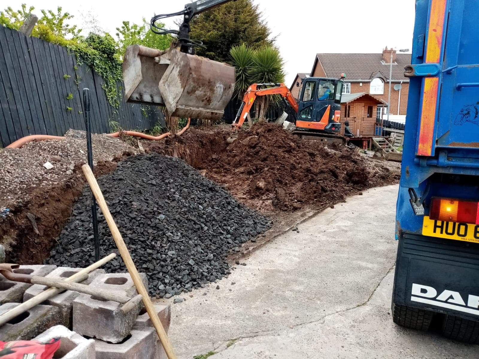 Groundworks carried out by Hill Utilities.